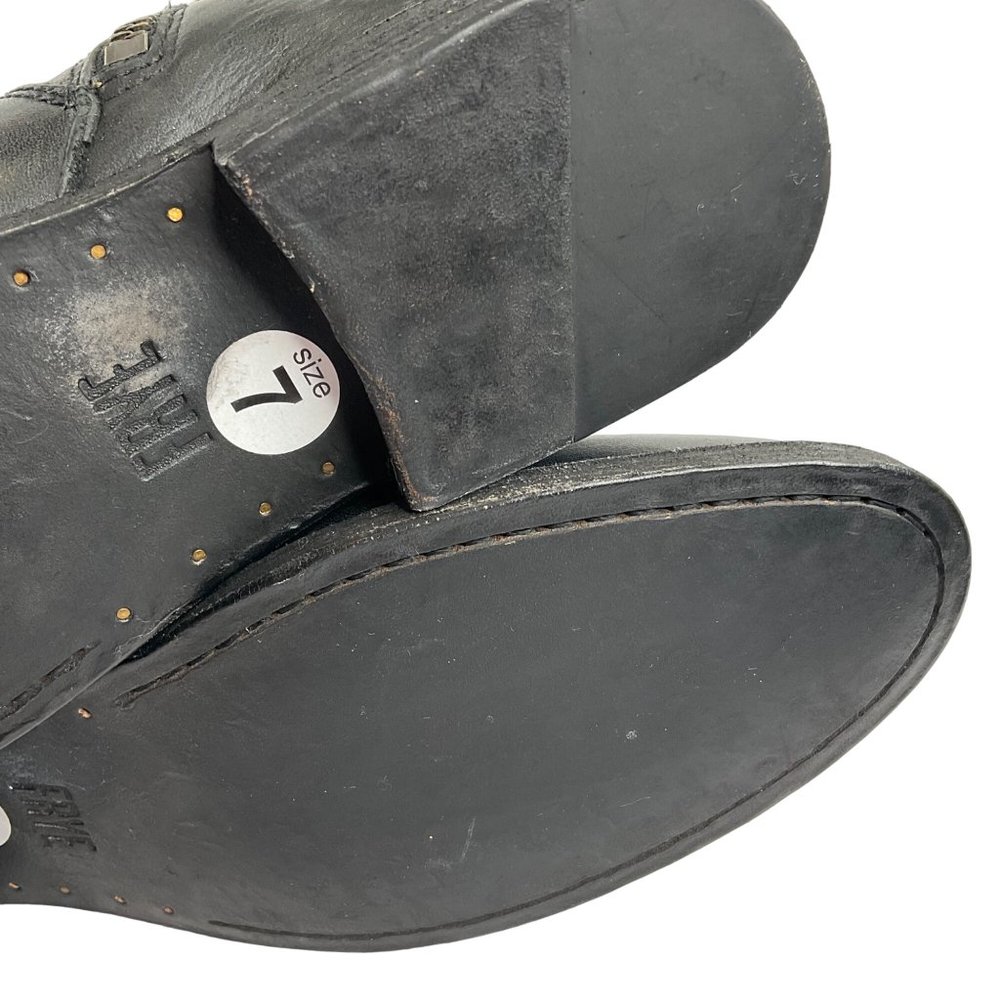 Frye Boots Womens Size 7 Black Melissa Belted Tall Boot Leather Luxury $400 New - Picture 15 of 15